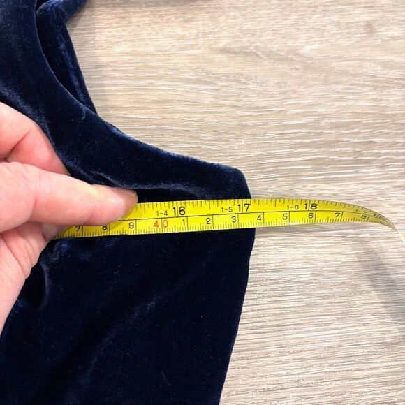 Ralph Lauren Women's Slim Fit Blue Silk Velevt Dress sz 8 - Picture 9 of 10